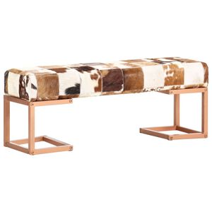 vidaXL ベンチ 110 cm ブラウン パッチワーク 本山羊革