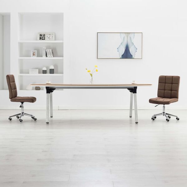 vidaXL ダイニングチェア 2点 ブラウン 布張り