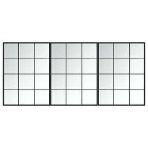 vidaXL ウォールミラー 3点 ブラック 80x60cm 金属製