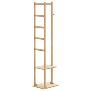 vidaXL コートスタンド（フックと棚付き）38.5x30x156cm 竹製