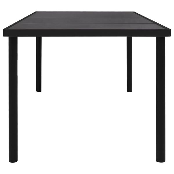 vidaXL 313094 vidaXL Garden Table with Glass Tabletop Black 150x90x74 cm Steel
