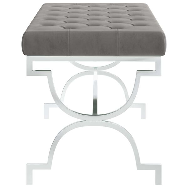 vidaXL ベンチ 99cm グレー ベルベット＆ステンレススチール製