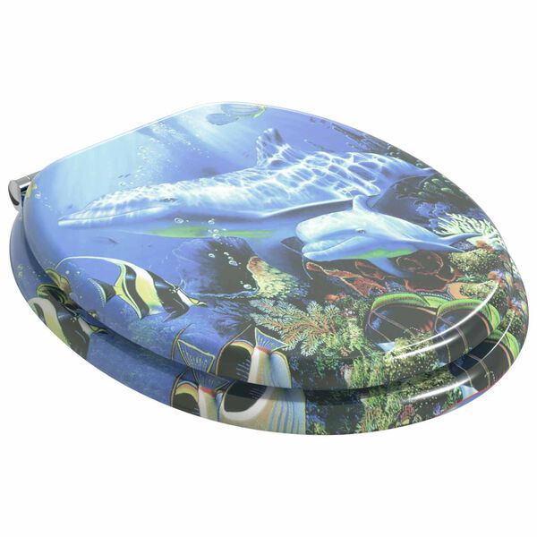 vidaXL トイレ便座2点セット ソフトクローズ式ふた付き MDF材 ドルフィンデザイン