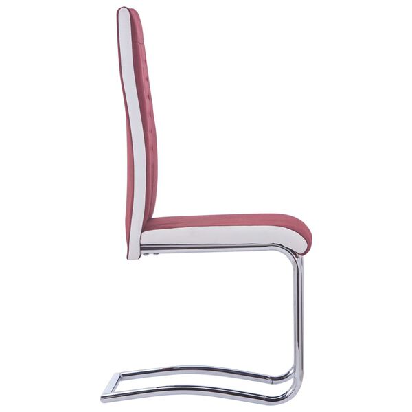 vidaXL カンチレバーダイニングチェア 2点 ワインレッド 布製