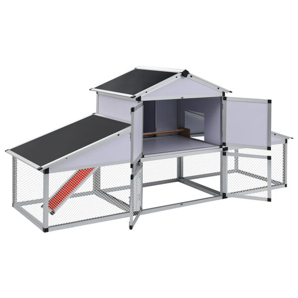 vidaXL 鶏小屋 養鶏スペース＆産卵巣付き アルミ製