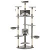 vidaXL キャットタワー サイザル麻製 爪とぎポール付き 203cm グレー＆ホワイト