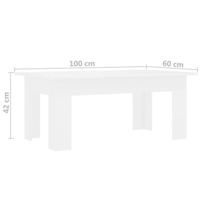vidaXL コーヒーテーブル 白色 100x60x42cm パーティクルボード