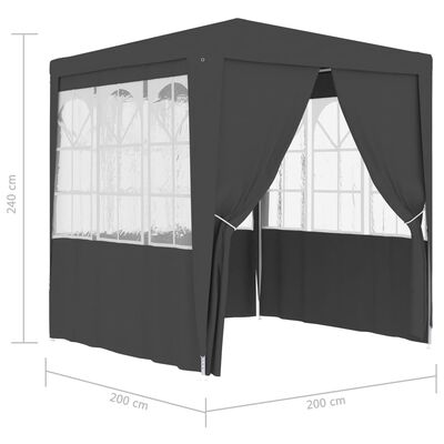 vidaXL プロ仕様 パーティーテント 側壁付き 2x2m アントラシート 90g/m²