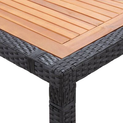 vidaXL ガーデンテーブル ブラック 200x150x74cm ポリラタン＆アカシア材