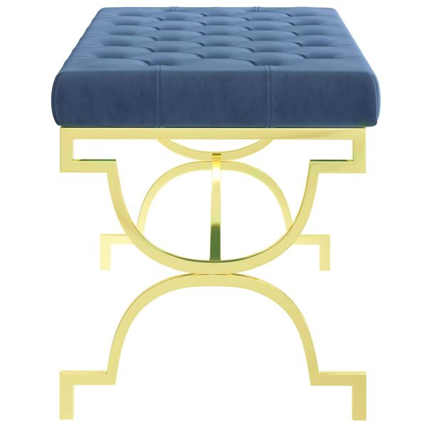 vidaXL ベンチ 99cm ブルー ベルベット＆ステンレススチール製
