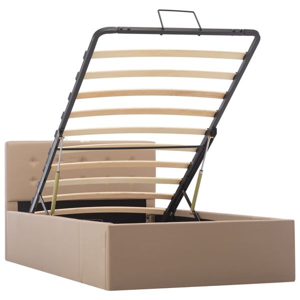 vidaXL 油圧式収納ベッドフレーム カプチーノ 合成皮革製 100x200cm