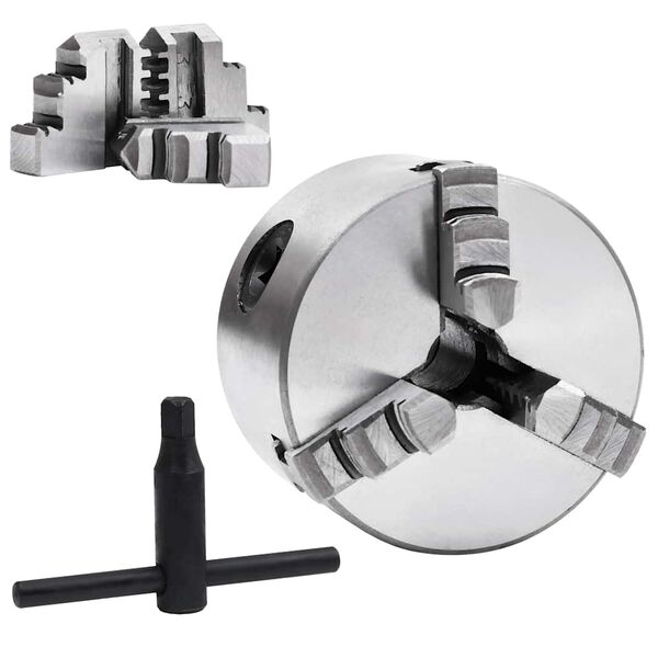 vidaXL 3ジョー セルフセンタリング 旋盤チャック 80mm スチール製