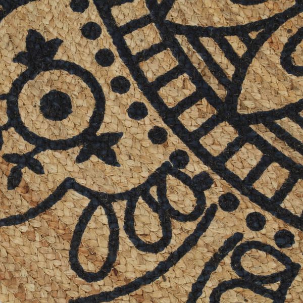 vidaXL 手作りラグ ジュート素材 ダークブルー柄付き 150cm