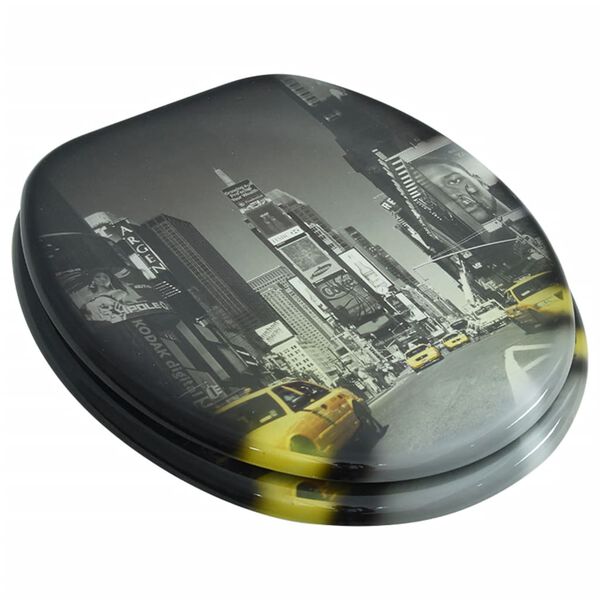 vidaXL MDF製ふた付き便座 ニューヨークデザイン