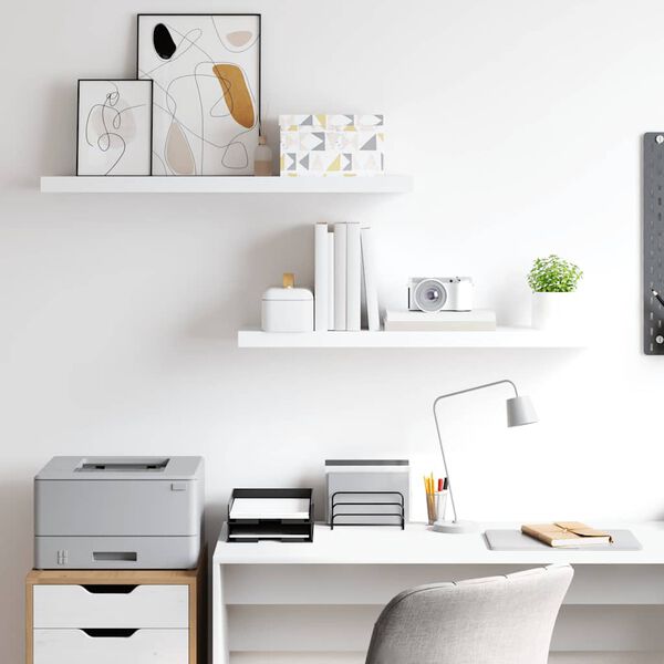 vidaXL フローティングウォールシェルフ 2点 ホワイト 90x23.5x3.8cm MDF