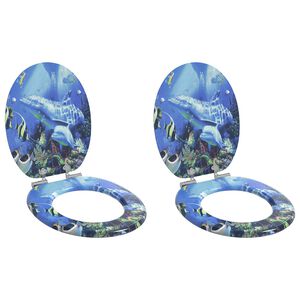 vidaXL トイレ便座2点セット ソフトクローズ式ふた付き MDF材 ドルフィンデザイン