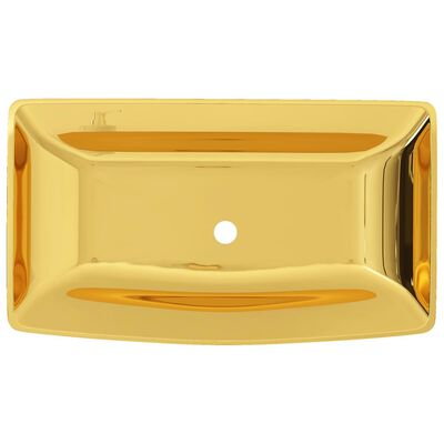 vidaXL 洗面器 71x38x13.5cm 陶器製 ゴールド