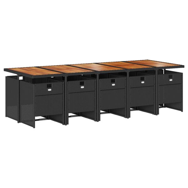 vidaXL ガーデンダイニング3点セット クッション付き ブラック ポリラタン製