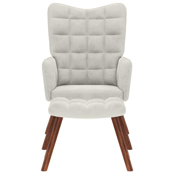 vidaXL リラックスチェア（スツール付き）クリームベルベット