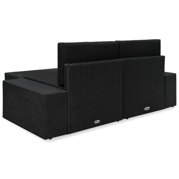 vidaXL ガーデンラウンジ3点セット ポリラタン製 ブラック