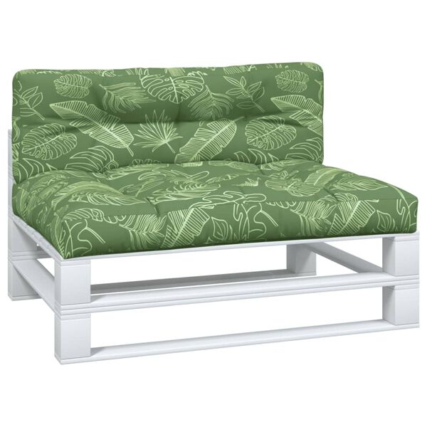 vidaXL パレットクッション 2点 リーフ柄 ファブリック