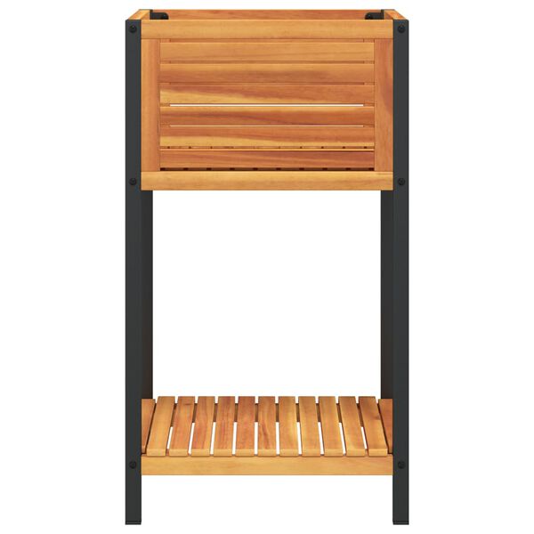vidaXL ガーデンプランター（棚付き）45x45x80cm　無垢材（アカシア材）とスチール製