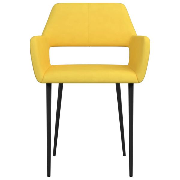 vidaXL ダイニングチェア 2点 イエロー 布製