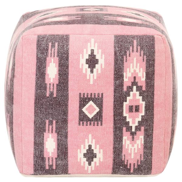 vidaXL プフ (厚手クッション) プリント柄 ピンク 45x45x45cm コットン製