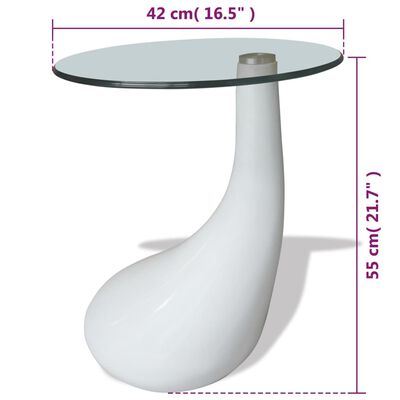vidaXL コーヒーテーブル 丸型ガラストップ付き ハイグロスホワイト