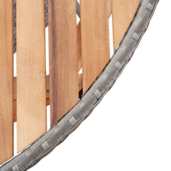 vidaXL ガーデンテーブル 115x74cm ポリラタン＆アカシア無垢材 グレー