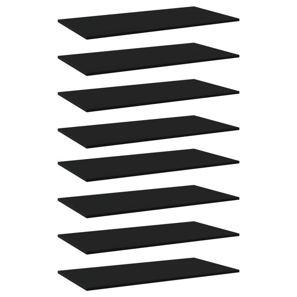 vidaXL 本棚ボード 8点 ブラック 80x30x1.5cm パーティクルボード