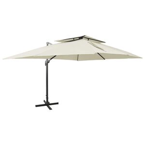 vidaXL カンチレバーガーデンパラソル ダブルトップ サンド 400x300 cm