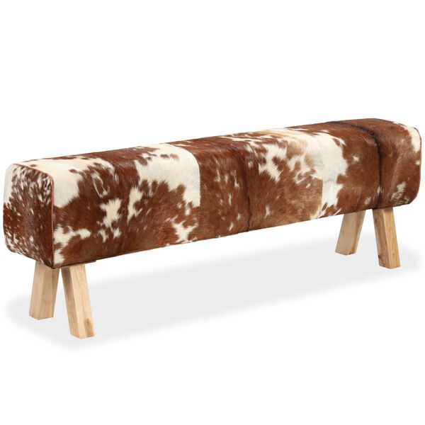 vidaXL ベンチ 本革製 160x28x50cm