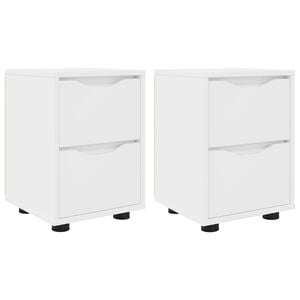 vidaXL ベッドサイドテーブル 2 個 ホワイト 30.5 x 30 x 43 cm エンジニアードウッド