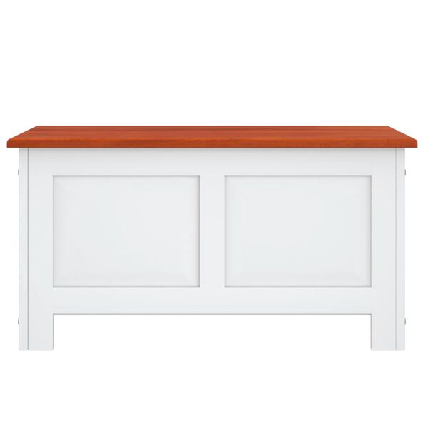 vidaXL 収納チェスト ふた付き ブラウン＆ホワイト アカシア無垢材