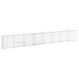 vidaXL 蛇籠バスケット カバー付き 800x50x100cm 亜鉛メッキ鉄
