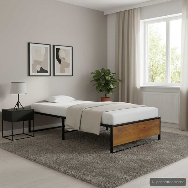 vidaXL ベッドフレーム ブラック 金属製 90x200cm