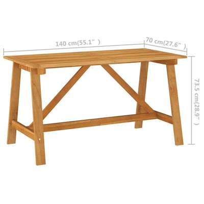 vidaXL ガーデンダイニングテーブル 140x70x73.5cm アカシア無垢材