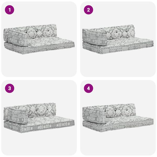 vidaXL パレットソファクッション ライトグレー 布製 パッチワーク