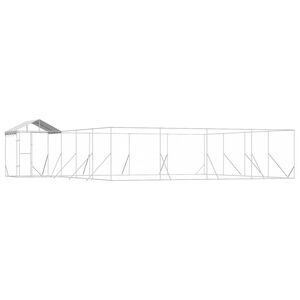 vidaXL 屋外犬小屋 屋根付き シルバー 10x8x2.5 m 亜鉛メッキ鋼製