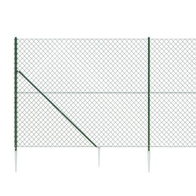 vidaXL 金網フェンス スパイクアンカー付き グリーン 0.8x25 m