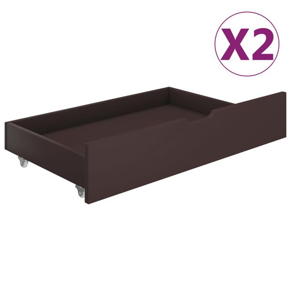 vidaXL 321988 vidaXL Bed Drawers 2 pcs Dark Brown Solid Pine Wood