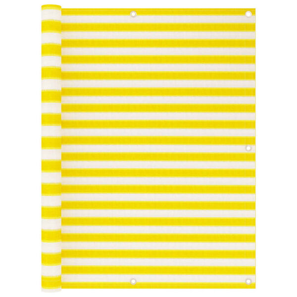 vidaXL バルコニースクリーン イエロー＆ホワイト 120x400cm 高密度ポリエチレン