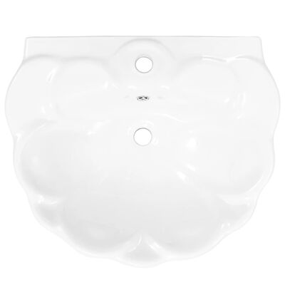 vidaXL 独立型洗面台 台座付き 陶器製 ホワイト 580x510x200 mm