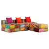 vidaXL 3人掛けソファ モジュール式 厚手クッション パッチワーク 布製
