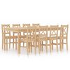 vidaXL ダイニング9点セット パインウッド製