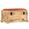 vidaXL 収納ベンチ 本革＆マンゴー無垢材 80x44x44cm