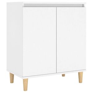 vidaXL サイドボード 無垢材脚付き ホワイト 60x35x70 cm エンジニアリングウッド