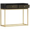 vidaXL コンソールテーブル 90x30x75cm マンゴー無垢材 ブラック＆ゴールド