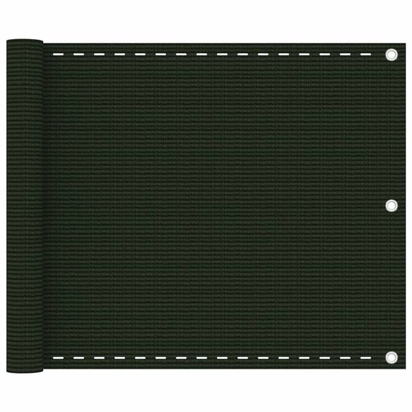 vidaXL バルコニースクリーン ダークグリーン 75x500cm 高密度ポリエチレン